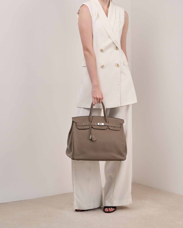 Hermès Birkin 40 Evercolor Étoupe Front | Sell your designer bag