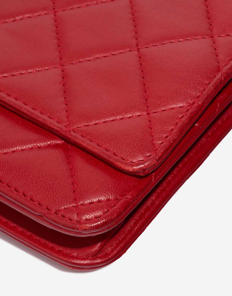 Chanel Timeless Wallet On Chain Lamb Red Signs of wear | Sell your designer bag