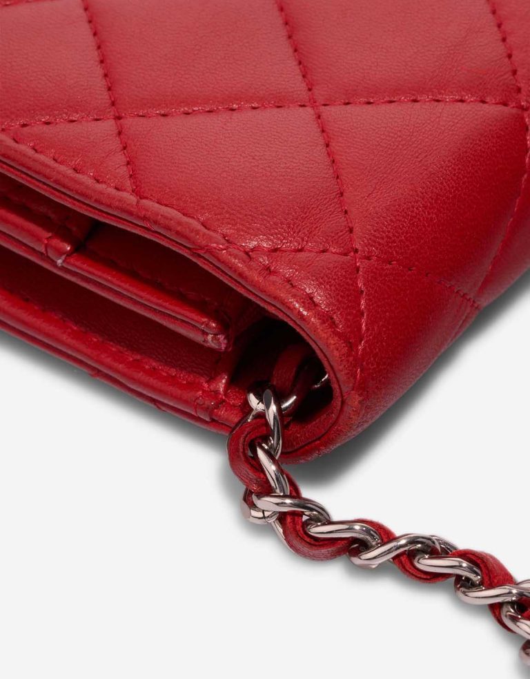 Chanel Timeless Wallet On Chain Lamb Red Signs of wear | Sell your designer bag