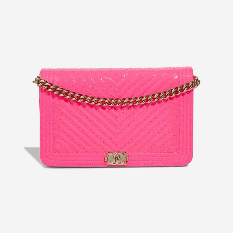 Chanel Boy Wallet On Chain Patent Hot Pink Front | Sell your designer bag