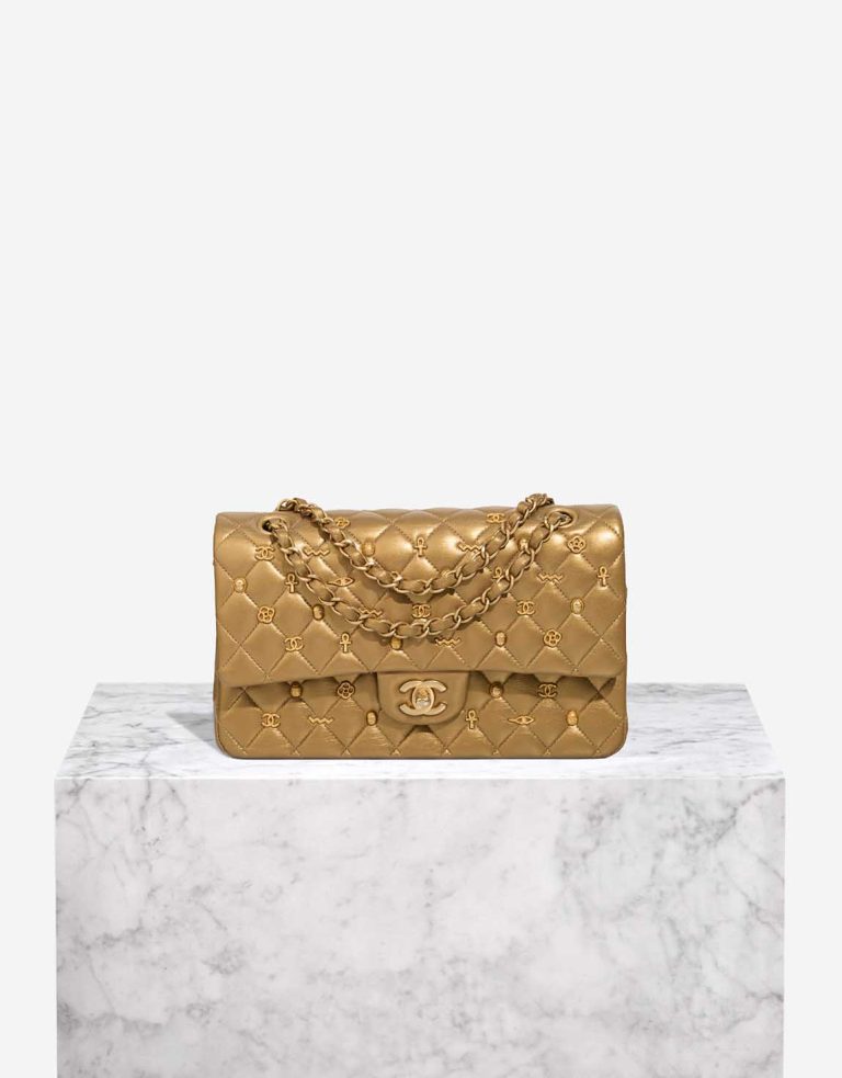 Chanel Timeless Medium Lamb Metallic Gold Front | Sell your designer bag