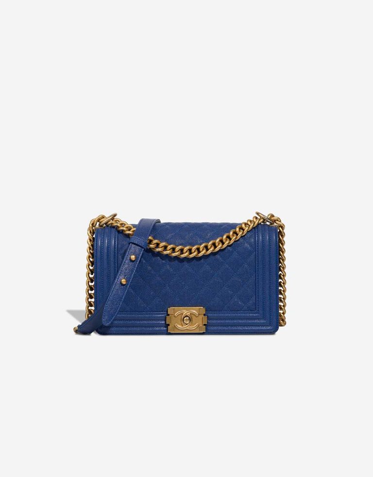 Chanel Boy Medium Caviar Blue Front | Sell your designer bag