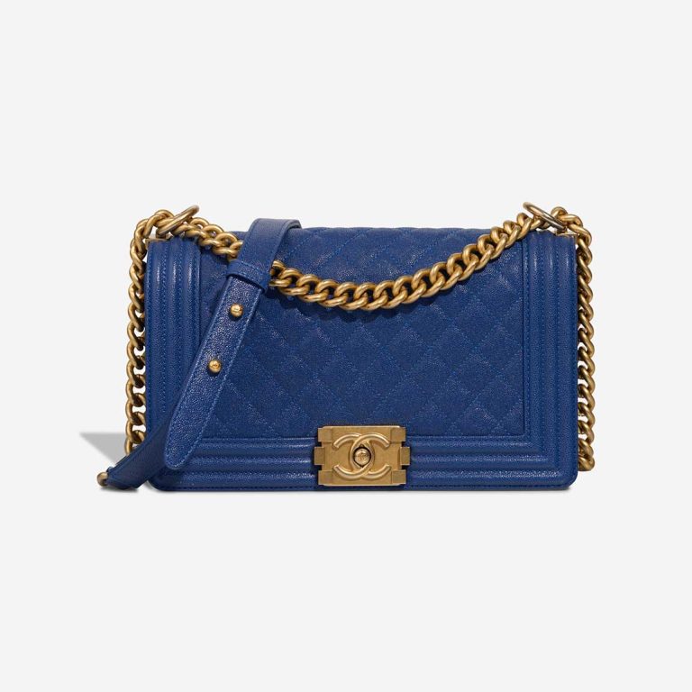 Chanel Boy Medium Caviar Blue Front | Sell your designer bag