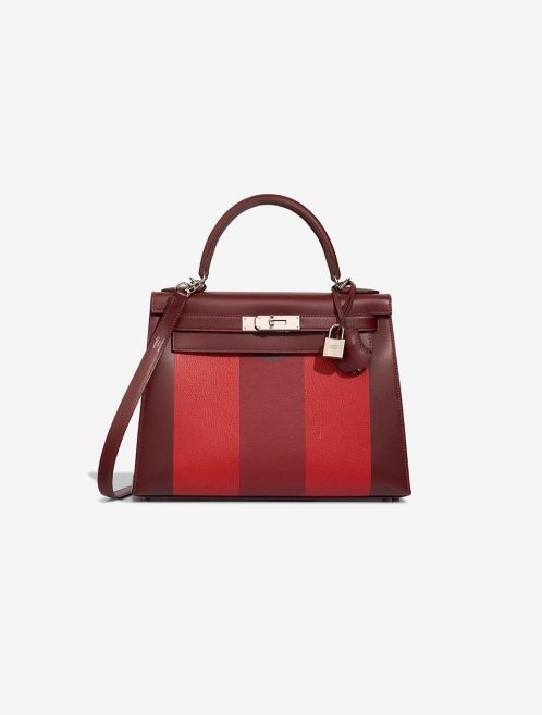 Hermès Kelly 28 Lettre M Chèvre Mysore / Box / Epsom Rouge H / Rouge Vermillon / Rouge Grenat / Rose Tyrien Front | Sell your designer bag