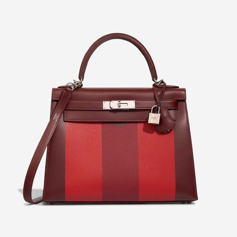 Hermès Kelly 28 Lettre M Chèvre Mysore / Box / Epsom Rouge H / Rouge Vermillon / Rouge Grenat / Rose Tyrien Front | Sell your designer bag