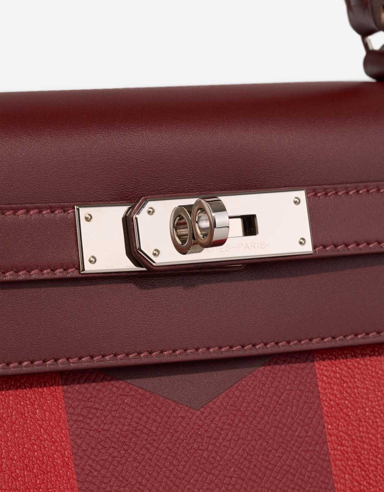 Hermès Kelly 28 Lettre M Chèvre Mysore / Box / Epsom Rouge H / Rouge Vermillon / Rouge Grenat / Rose Tyrien Closing System | Sell your designer bag
