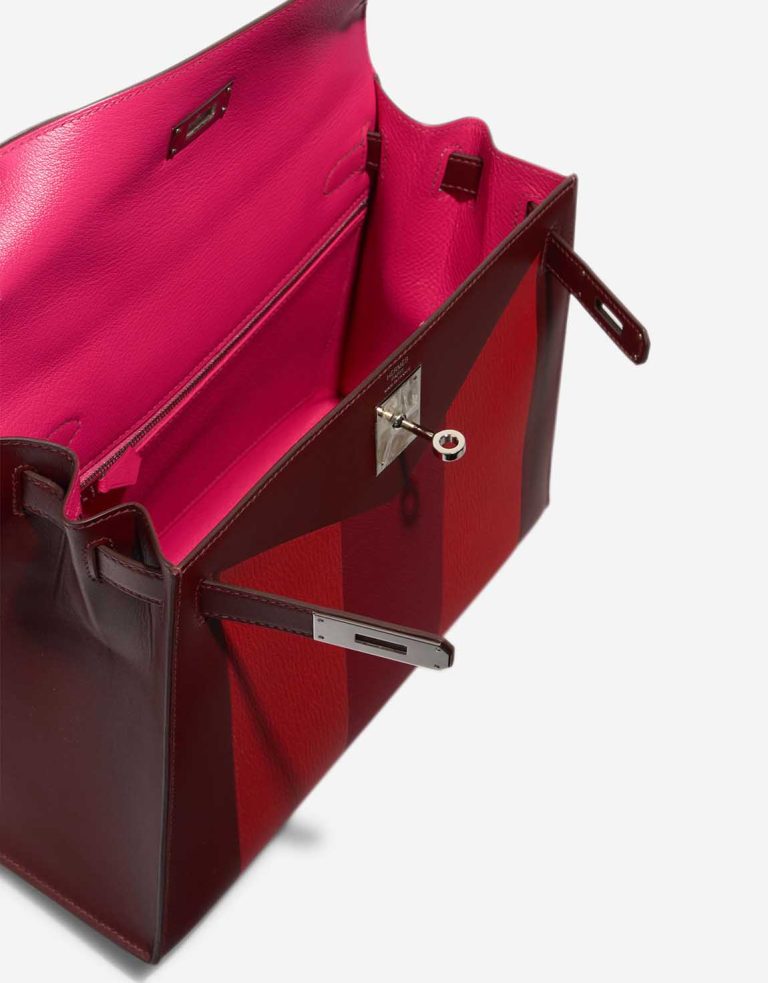 Hermès Kelly 28 Lettre M Chèvre Mysore / Box / Epsom Rouge H / Rouge Vermillon / Rouge Grenat / Rose Tyrien Inside | Sell your designer bag