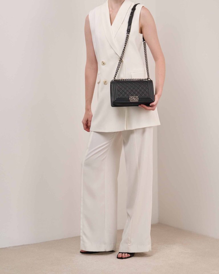 Chanel Boy Medium Lamb Black Front | Sell your designer bag