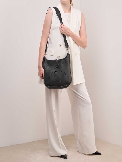 Hermès Evelyne 29 Taurillon Clémence Black on Model | Sell your designer bag