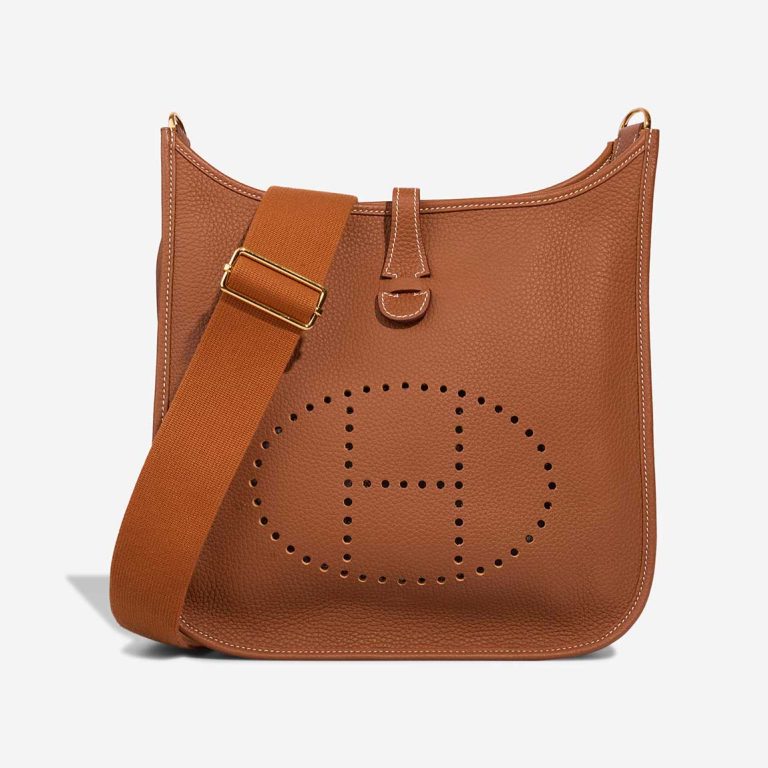 Hermès Evelyne 29 Taurillon Clémence Gold Front | Sell your designer bag