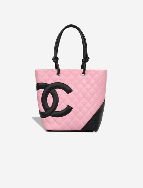 Chanel Cambon Tote Bag Small Lamb Pink / Black Front | Sell your designer bag