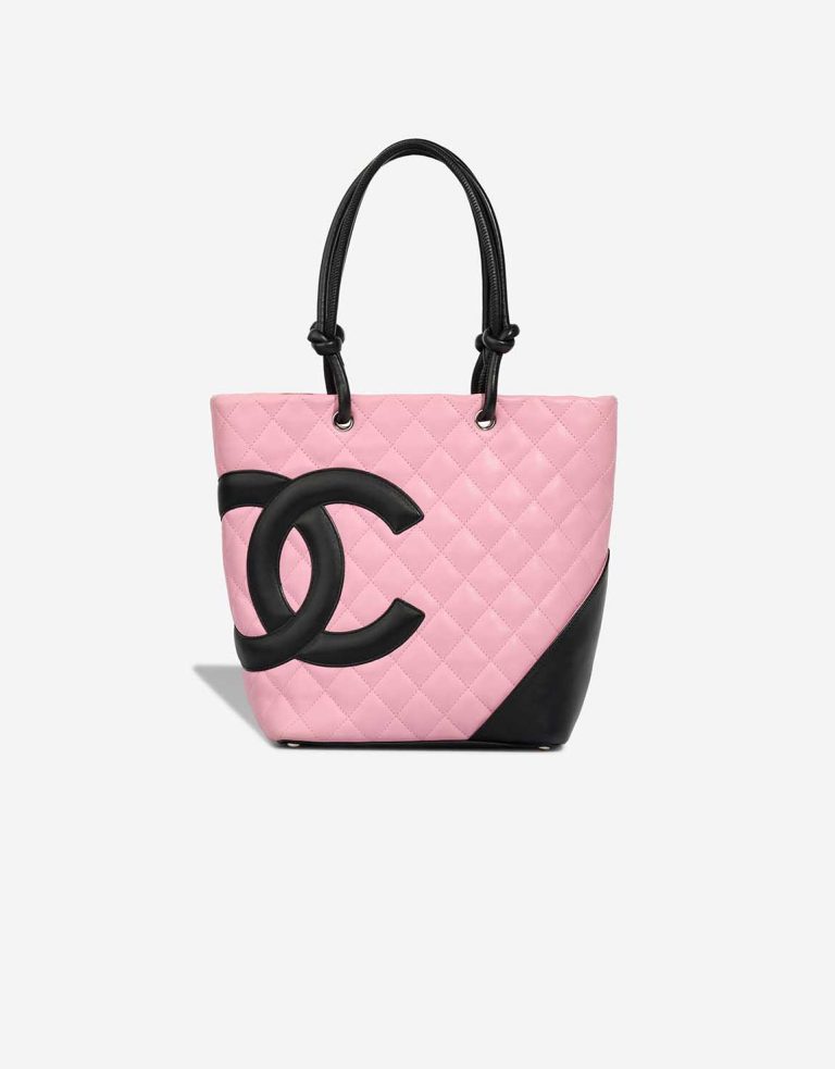 Chanel Cambon Tote Bag Small Lamb Pink / Black Front | Sell your designer bag