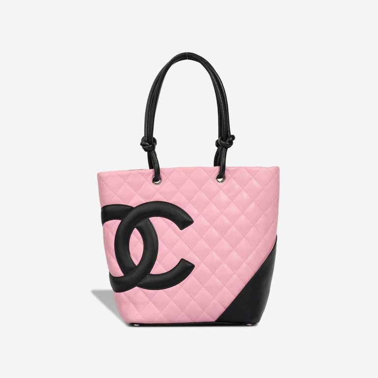 Chanel Cambon Tote Bag Small Lamb Pink / Black Front | Sell your designer bag
