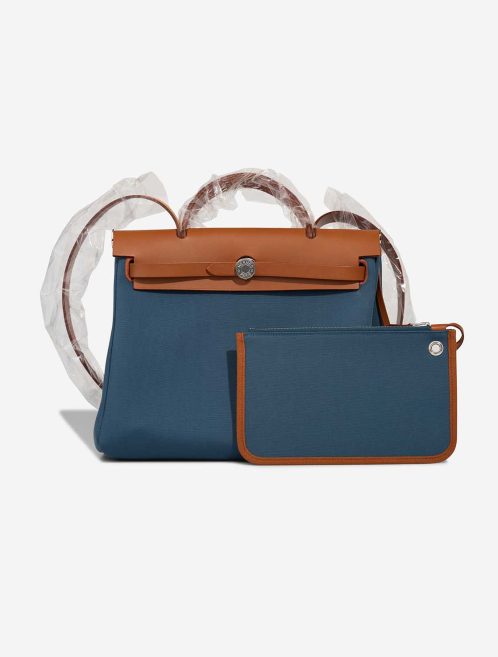 Hermès Herbag 31 Toile / Vache Hunter Bleu Tempete / Fauve Front | Sell your designer bag
