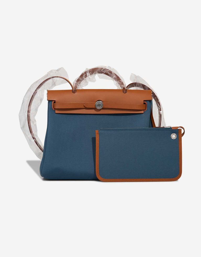 Hermès Herbag 31 Toile / Vache Hunter Bleu Tempete / Fauve Front | Sell your designer bag