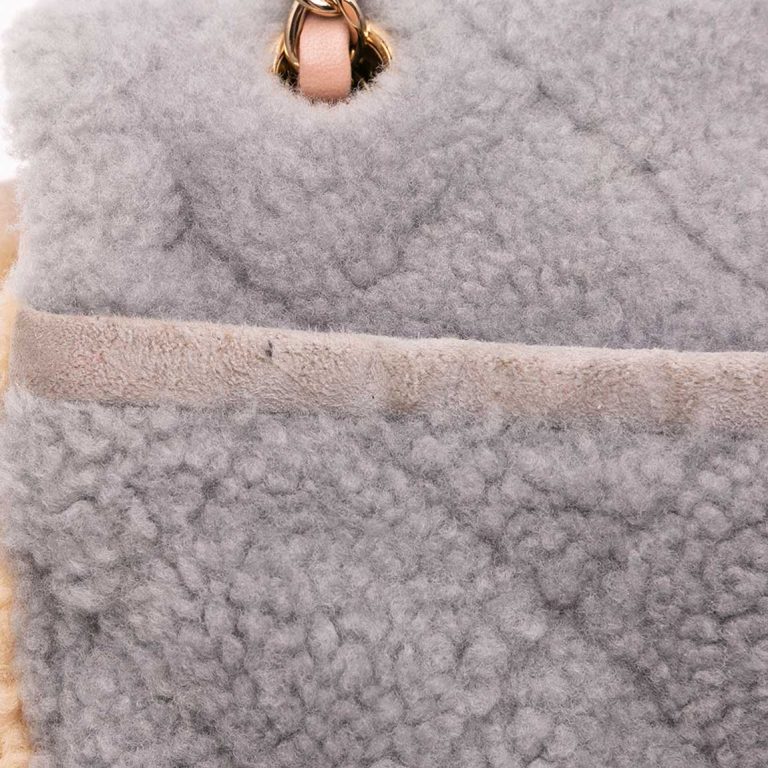 Chanel Timeless Medium Shearling Light Pink / Beige / Grey Signs of wear | Sell your designer bag