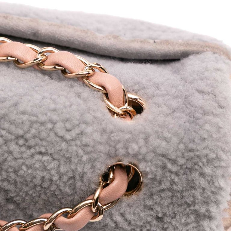 Chanel Timeless Medium Shearling Light Pink / Beige / Grey Signs of wear | Sell your designer bag