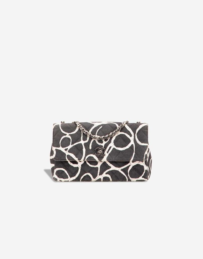 Chanel Timeless Medium Denim Grey / White Front | Sell your designer bag