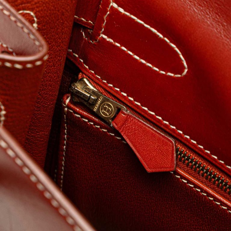 Hermès Kelly 32 Box Calf Brique Signs of wear | Sell your designer bag