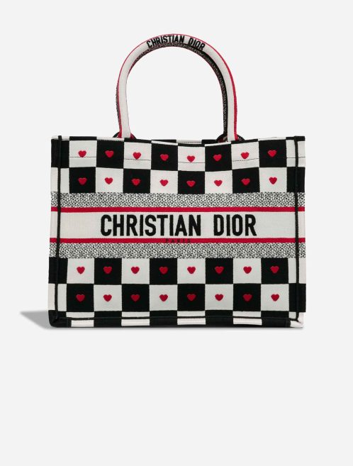 Dior Book Tote Dioramour Medium Canvas Black / White / Red Front | Sell your designer bag