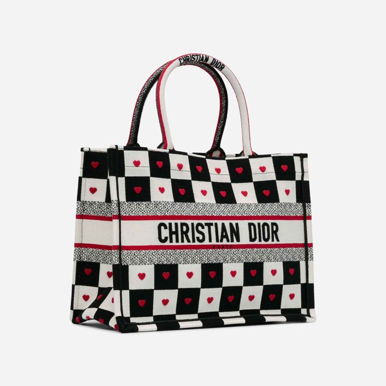 Dior Book Tote Dioramour Medium Canvas Black / White / Red | Sell your designer bag
