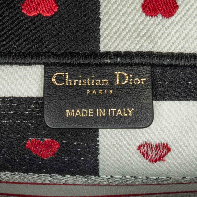 Dior Book Tote Dioramour Medium Canvas Black / White / Red Logo | Sell your designer bag