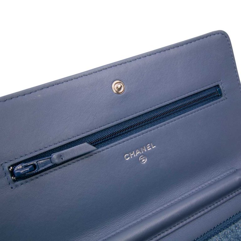 Chanel Wallet On Chain Denim Blue Front | Sell your designer bag
