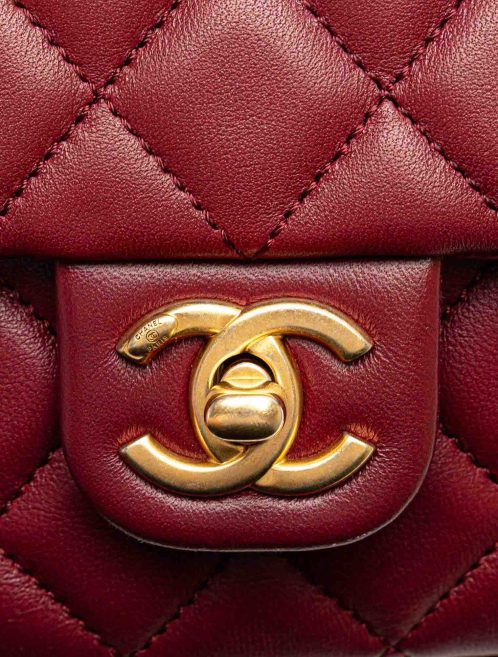 Chanel Timeless Mini Square Lamb Bordeaux Closing System | Sell your designer bag