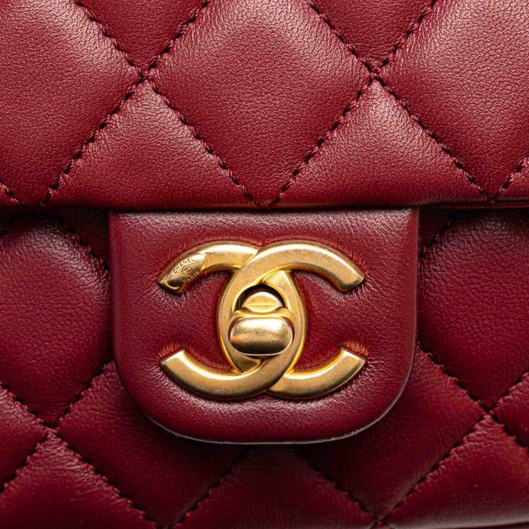 Chanel Timeless Mini Square Lamb Bordeaux Front | Sell your designer bag