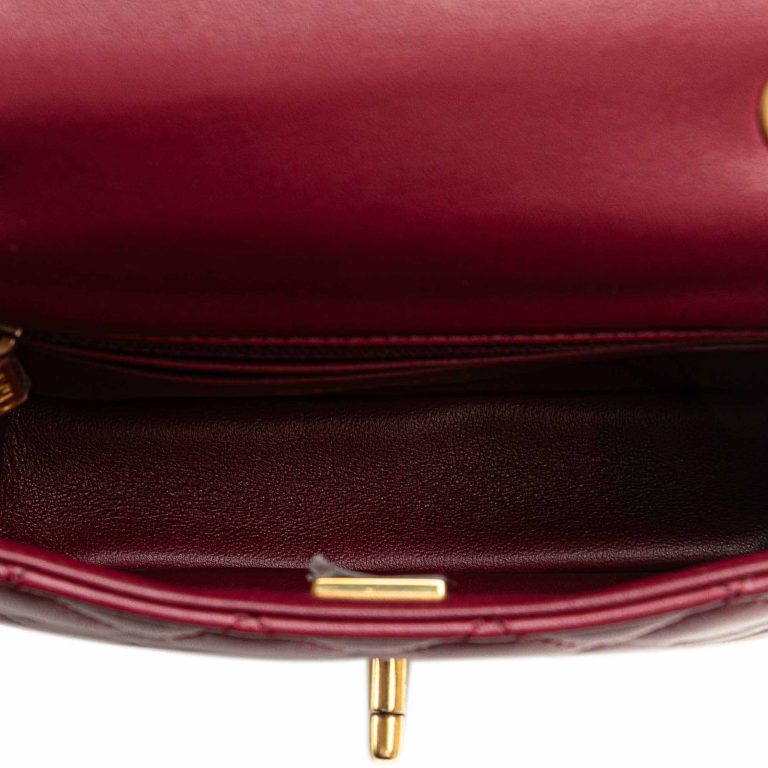 Chanel Timeless Mini Square Lamb Bordeaux Inside | Sell your designer bag