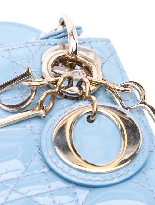Dior Lady Micro Patent Blue Closing System | Sell your designer bag