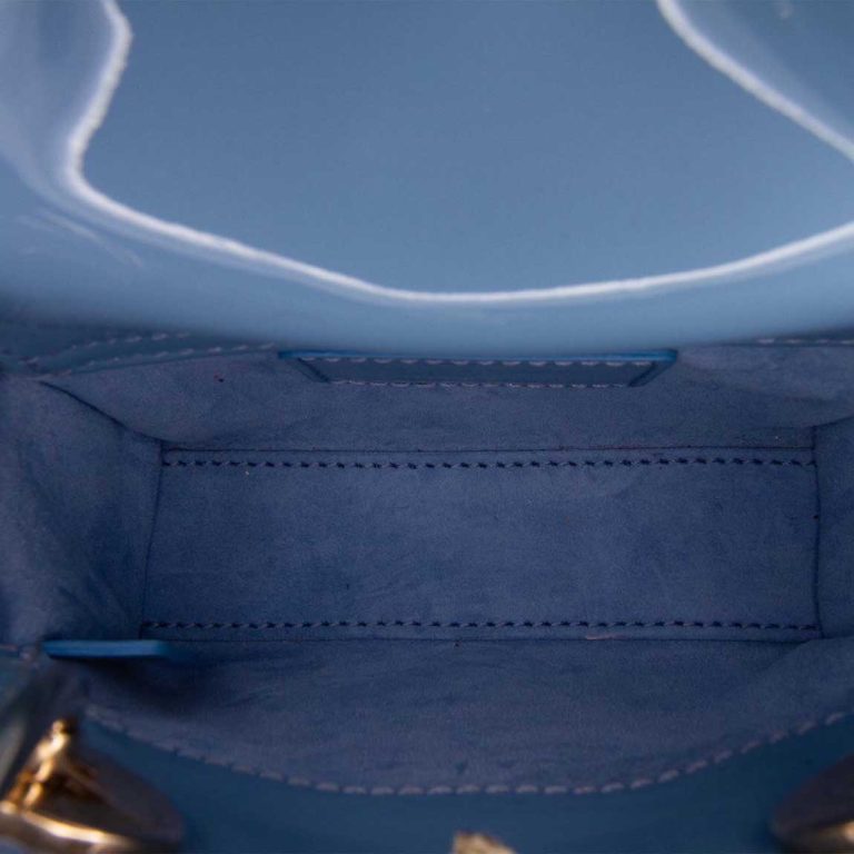 Dior Lady Micro Patent Blue Inside | Sell your designer bag