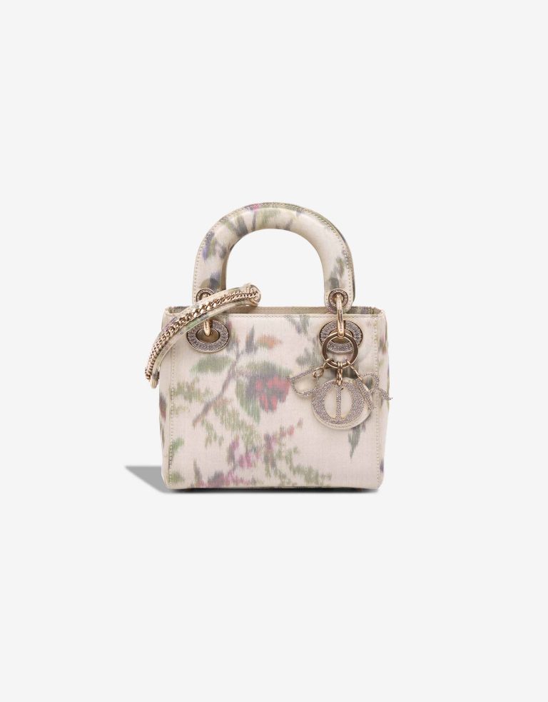 Dior Lady Mini Satin White / Multicolour Front | Sell your designer bag