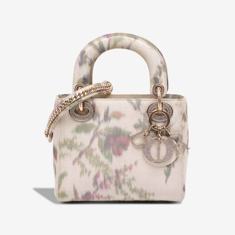 Dior Lady Mini Satin White / Multicolour Front | Sell your designer bag