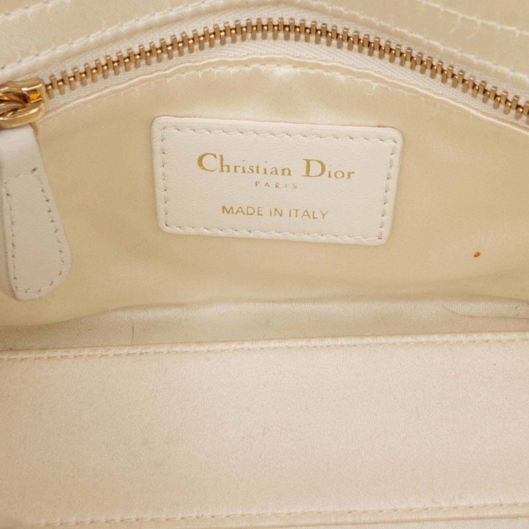 Dior Lady Mini Satin White / Multicolour Logo | Sell your designer bag