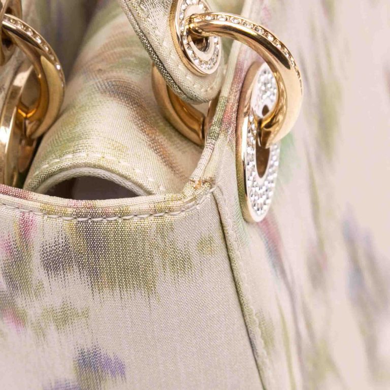 Dior Lady Mini Satin White / Multicolour Front | Sell your designer bag