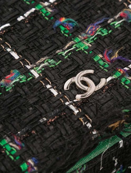 Chanel Wallet On Chain Tweed Black / Green / Multicolour Closing System | Sell your designer bag