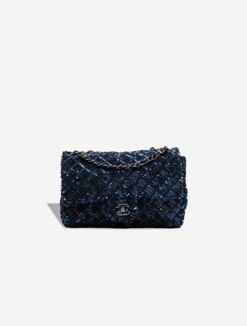 Chanel Timeless Medium Sequins / Satin Blue / Black Front | Sell your designer bag