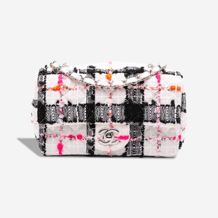 Chanel Timeless Mini Rectangular Tweed White / Black / Pink / Orange Front | Sell your designer bag