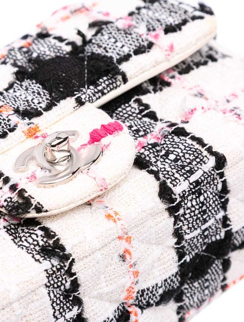 Chanel Timeless Mini Rectangular Tweed White / Black / Pink / Orange Closing System | Sell your designer bag