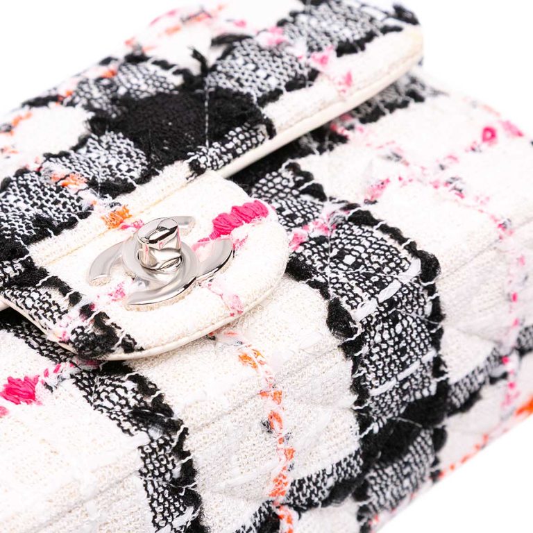 Chanel Timeless Mini Rectangular Tweed White / Black / Pink / Orange Front | Sell your designer bag