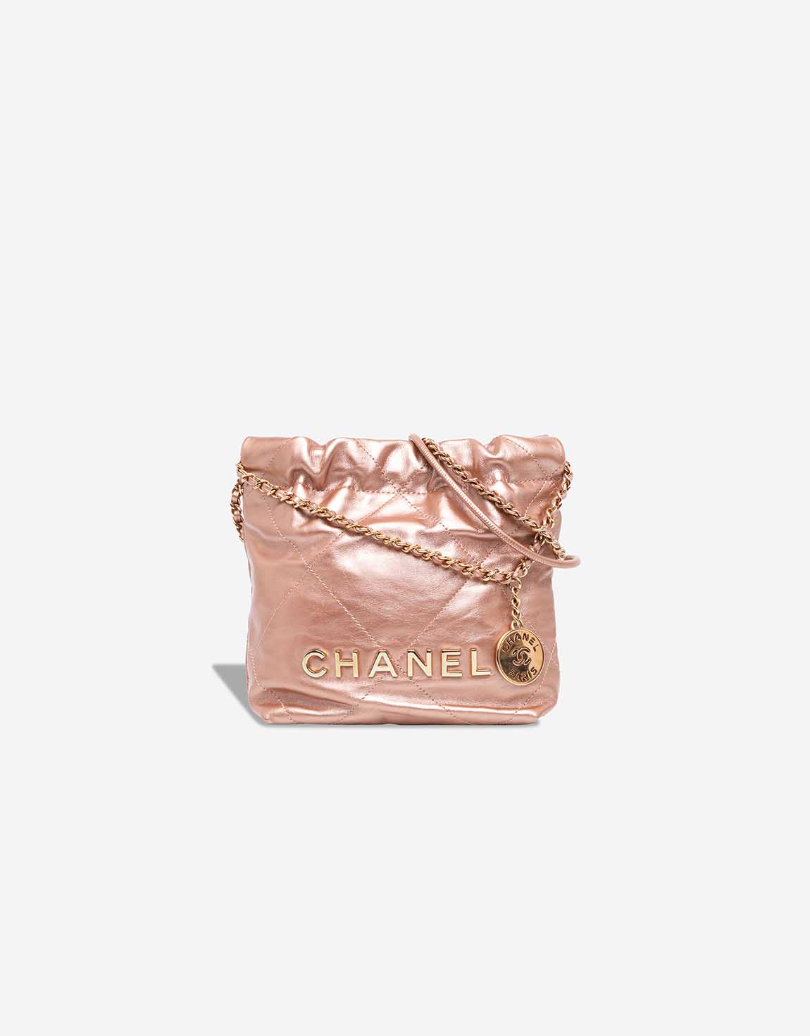 Chanel 22 Mini Calf Metallic Rose Gold | SACLÀB