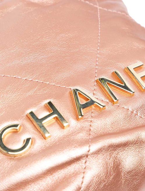 Chanel 22 Mini Calf Metallic Rose Gold Closing System | Sell your designer bag