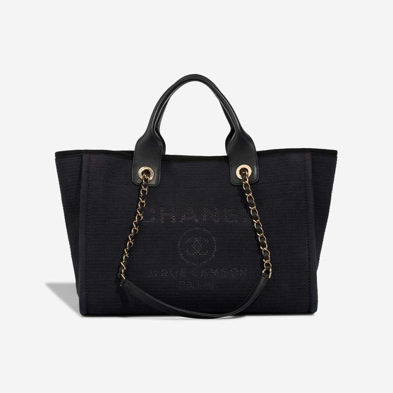 Chanel Deauville Small Canvas Dark Blue / Black Front | Sell your designer bag