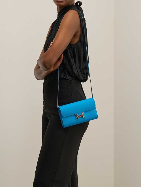 Hermès Constance To Go Epsom Bleu Frida on Model | Sell your designer bag