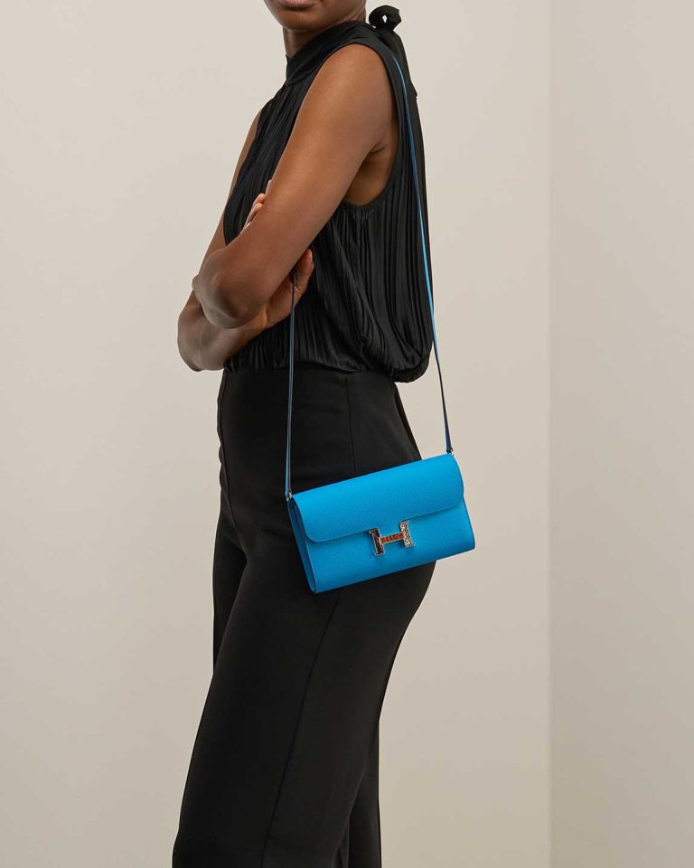 Hermès Constance To Go Epsom Bleu Frida on Model | Sell your designer bag