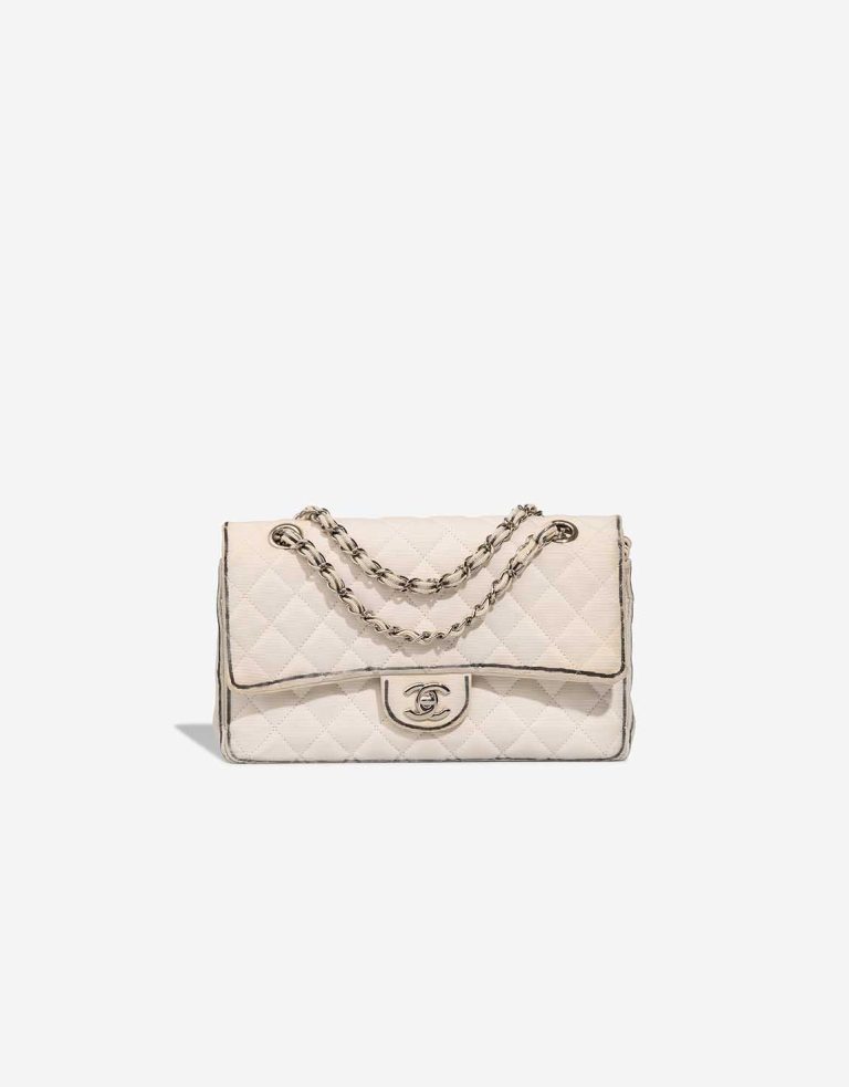 Chanel Timeless Medium Fabric White Front | Sell your designer bag