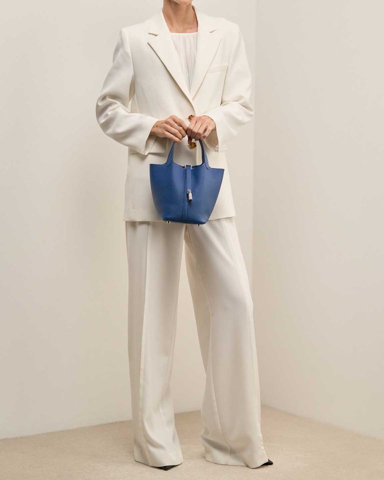 Hermès Picotin 18 Taurillon Clémence Blue Front | Sell your designer bag