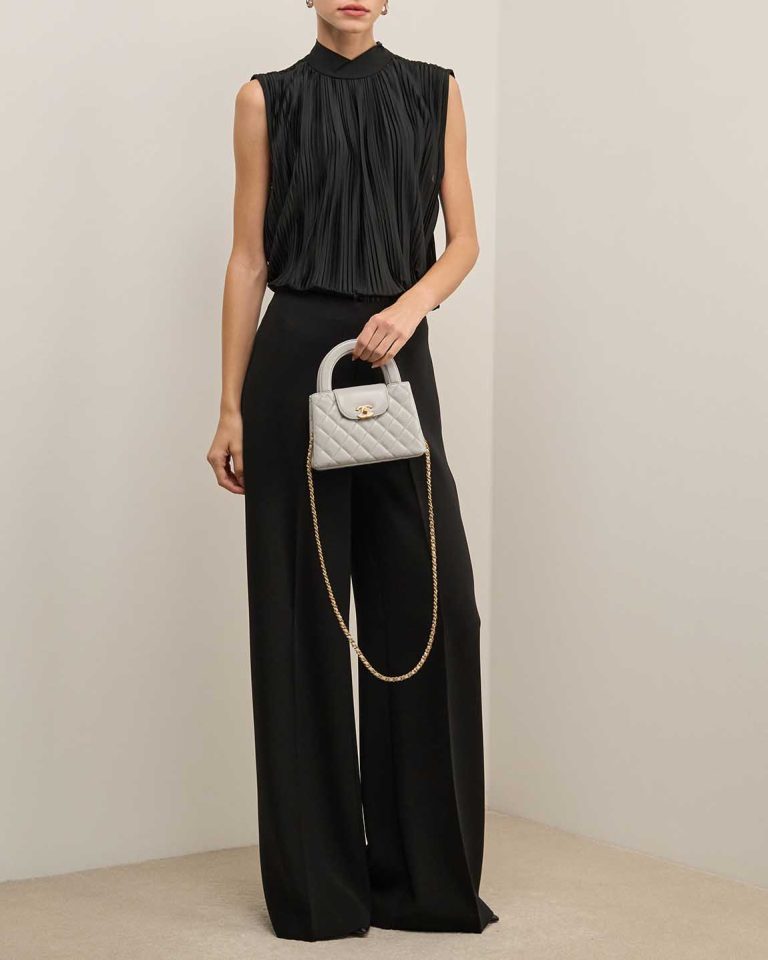 Chanel Kelly Medium Lamb Grey Front | Sell your designer bag