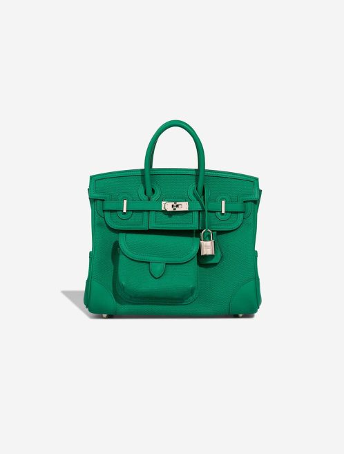 Hermès Birkin Cargo 25 Toile Goeland / Swift Vert Vertigo Front | Sell your designer bag